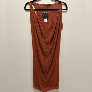 Donna Karan Textured Rust Sleeveless Dress NWT